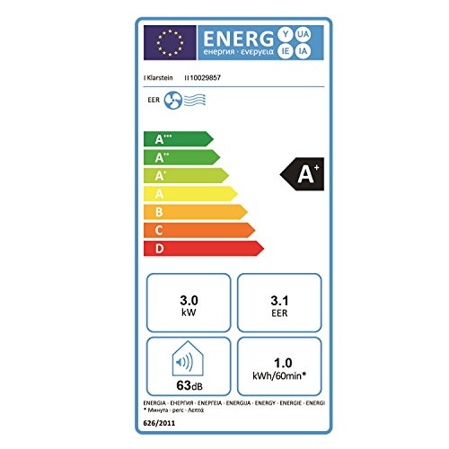 Klarstein Metrobreeze Rom Klimaanlage Klimagerät (Ventilator, 10000 BTU/h, Fernbedienung, LCD-Display, Energieeffizienzklasse A+, Timer-Funktion, Bodenrollen) schwarz - 2