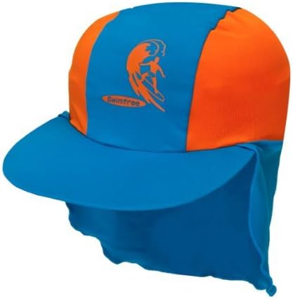 Swimfree Boys Size Extra Small Blue/Orange Sun UV Protective Beach Safari Swim Flap Hat For Kids Age 1-2 Years Old