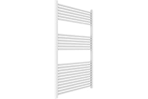 ERCOS Scaldasalviette Termoarredo Bagno Dimensioni 750x1200 mm Radiatore Colore Bianco Opaco, Attacchi da 1/2" Fornito Con Kit Montaggio