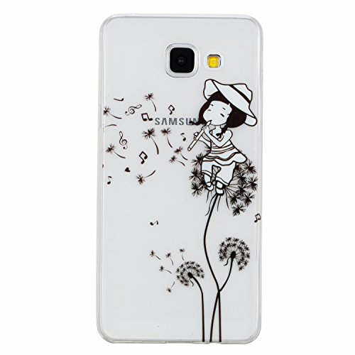 Qiaogle Teléfono Caso - Funda de TPU silicona Carcasa Case Cover para Samsung Galaxy A5 (2016) / A5 (2016) Duos / A5100 (5.2 Pulgadas) - HX16 / Niña flauta música