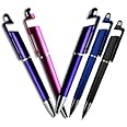 O-Tech 3 in 1 Ballpoint Pen with Mobile Stand Holder, Writing Pen, Stylus Pen for Touchscreen Mobile Phones and Tablets (Set of 5)