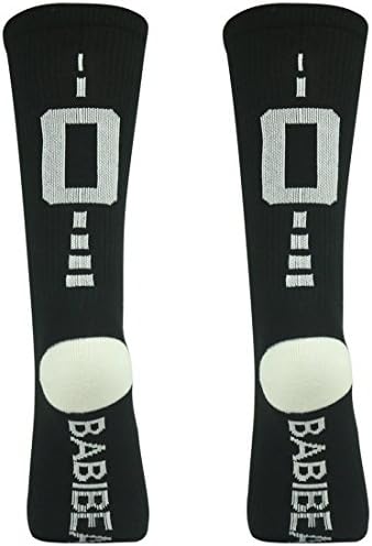 BABIBEAN Boys Half Cushioned Knee High Soccer Socks Football Stockings Black/White 13-17 Age