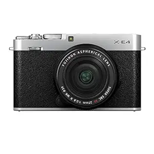 Fujifilm X-E4 Mirrorless Camera Body with XF27mmF2.8 R WR Prime Lens- Silver (Compact Body, X-Trans CMOS 4 Sensor, Fast AF, Face/Eye AF, 180 degree Tilting LCD Screen, EVF, 4K Video, Film Simulation Modes)