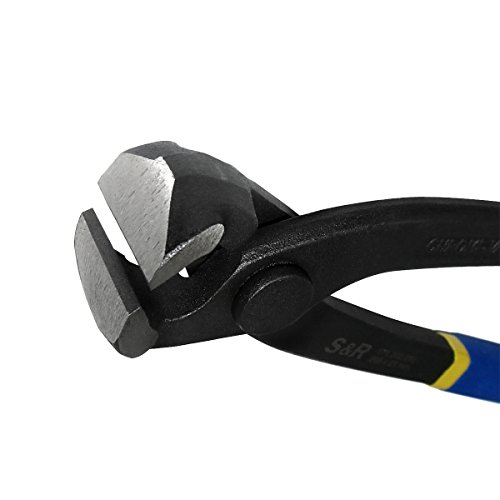 S&R Kneifzange 205 mm Monierzange Flechterzange aus hochwertigem Chrom-Vanadium Stahl, blaue gummierte beschichtete Griffe - 3