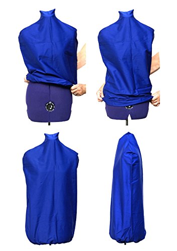 DEUBL Damen Schneiderpuppe verstellbar „Prymadonna“ (Gr. M, Bezug Farbe: Blau), weiblicher Schneider Torso 8-teilig, Büste komplett einstellbar mit Vierbein Standfuß (klappbar und höhenverstellbar), Schneiderbüste mit 12 Verstellrädchen, extra Halsumfang- und Rückenlängenverstellung - 7