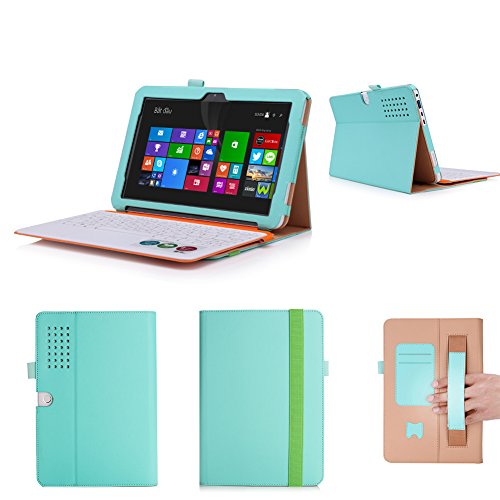 ASUS T102HA Case,ISIN ASUS Transformer Mini T102HA 10.1" 2 in 1 Convertible Touchscreen Tablet Laptop Premium PU Leather Flip Case Stand Cover With Card Slots, Hand Strap and Stylus Pen Holder (Green)
