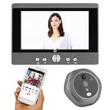 VBESTLIFE Interphone Numérique sans Fil, Sonnette WiFi IP Vidéo 5 Pouces Moniteur LCD avec Caméra de Surveillance de Vision Nocturne Support Parler,Enregistrer (EU)