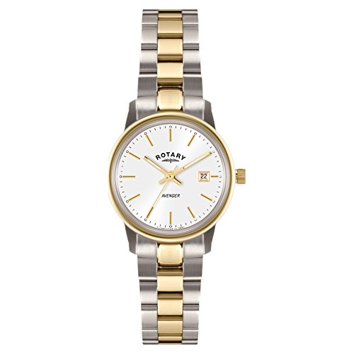 Rotary Women's Quartz Watch with White Dial Analogue Display and Gold Stainless Steel Bracelet LB02736/02
