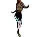 Produktbild VENMO Frauen Neon Rainbow Leggings Fitness Sport Gym Running Yoga Sporthose Ladies Tech Mesh Sports Leggings, Sporthose für Damen, Lange Fitnesshose mit halbtransparenten Einsätzen (Black, XL)