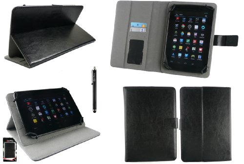 Emartbuy® Trekstor SurfTab Wintron 7.0 Windows Tablet 7 Zoll Universalbereich Schwarz Multi Winkel Folio Executive Case Cover Wallet Hülle Schutzhülle mit Kartensteckplätze + Schwarz Eingabestift
