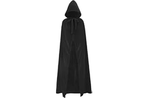 Yi'antai Capa Negra con Capucha, Disfraz de Bruja Negra, Cosplay Capa de Vampiro o Bruja, Halloween Disfraz Mujer, Capa Negra, Capa de Adulto, Disfraz de Disfraz para Halloween