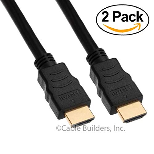 Cable Builders Short HDMI Cable [2-Pack], UHD Ultra High Speed HDMI 2.0 with Ethernet, 4K@30/50/60Hz, 1080P/2160P, 18GBps, 3D, Audio Return, Molded (1FT (2-Pack))