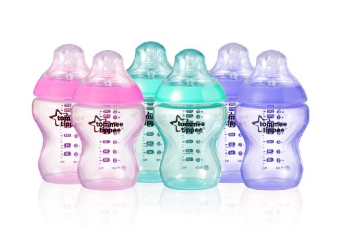 Tommee Tippee Closer to Nature Colour My World Feeding Bottles Girl Decorated Different Colour 260ml x 6