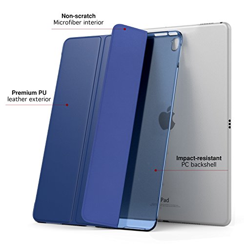 MoKo Hülle für Neu iPad Pro 12.9 2017 – PU Leder Tasche Schutzhülle Schale Smart Case mit Translucent Rücken Deckel, mit Auto Schlaf / Wach Funktion und Stanfunktion für Apple New iPad Pro 12.9 Zoll 2017 Tablet, Marineblau - 2
