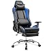 Produktbild Merax Racing Stuhl Gaming Stuhl Chefsessel Ergonomisch Design Bürostuhl PU-Leder Drehstuhl Höhenverstellbarer Schreibtischstuhl mit Verstellbaren Armlehnen und Wippfunktion(Schwarz-blau)