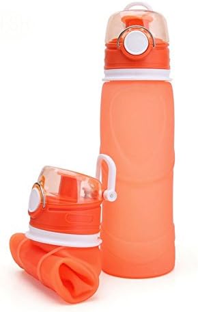 EFISH Foldable Sports Water Bottle - 25.6 oz - Eco Friendly &amp; BPA Free Plastic For Running,Gym,Yoga,Outdoors and Camping - Fast Water Flow Flip Top Opens Reusable with Leak proof Lid(Orange)