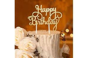 AILEXI A Mano 1 Cuenta Brillo Feliz Cumpleaños Fiesta Tops De Decoración De Pasteles Hechos - Happy Birthday Oro