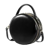 Handtasche Rund Damen Klein Kleine Umhängetasche Damen Frau Schultertaschen Runde Umhängetaschen,Schwarz-19 * 9 * 19cm