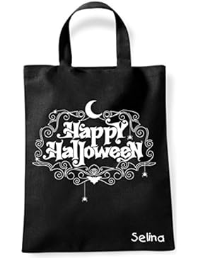 Stofftasche Sammeltasche Baumwolltasche Kindertasche Tragetasche mit persönlichen Namen mini Halloween (Motiv...