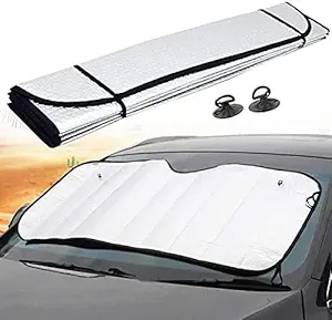 ENTORA Aluminum Foil Foldable Car Sunshades/Car Pullover Sun Shade/Protector Cover Car Accessories/ Protector from SunlightRear Windshield-Car Sun Visor Protector Solar Reflective Car Sun