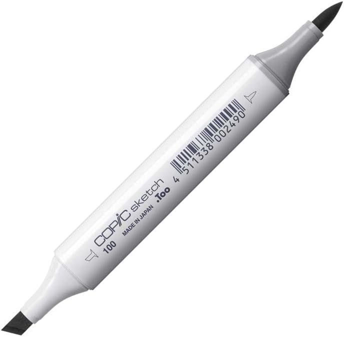 Copic Sketch Coloured Marker Pen - (100) Black, For Art & Crafts, Colouring, Graphics, Highlighter, Design, Anime, Professional & Beginners, Art Supplies & Colouring Books