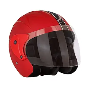 Sage Square Deltz (ISI Certified) Plus Rider Open Face Helmet with Extra Comfort for Men & Women.(Red)