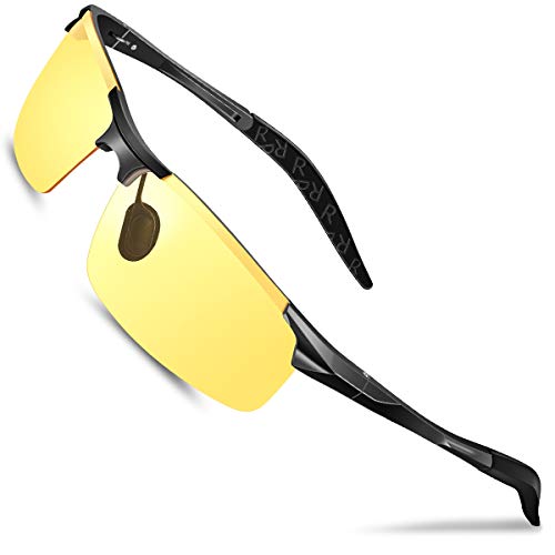 Nachtfahrbrille Auto Polarisiert Herren Damen Autofahren - HD Gelbe Anti Glanz Biker Nachtsichtbrillen Brille Gewidmet Nachtbrille(Schwarz)