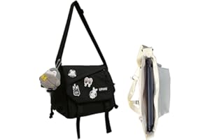 Inshere Aesthetic Crossbody Bag, Cute Messenger Bag for Women Men, Y2K Japanese Kawaii Bag with Cute Pins and Ornament