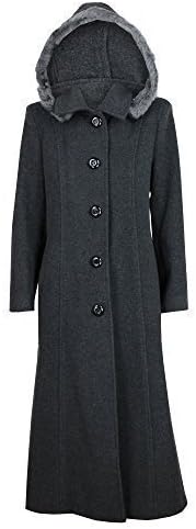 Ladies Coat Wool Mix Cashmere Womens Jacket Hood Faux Fur Long Fashion Warm New