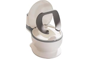 Aniroc® Kids Wc para niños, orinal, inodoro. Con sonido de descarga. Confortable. Ayuda al aprendizaje de bebes y niños. (Blanco/Gris)