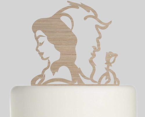 Beauty and The Beast Wooden Wedding Cake Topper Rustic Design cake topper. Available in Beech or Oak Veneer