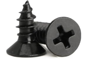 KELUBATU M3 Carbon Steel Black Phillips Screws, Countersunk Head Self-Tapping Hardened Small Wood Screws for Furniture, Woodworking-M3 x 6 mm 100 Pcs