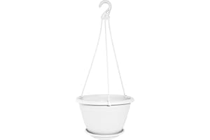 PFLANZEN-KÖLLE Geli Thermo Plastic Pot rond suspendu pour fleurs Galicia en plastique anthracite de 20 cm de diamètre 30 cm Blanc 10