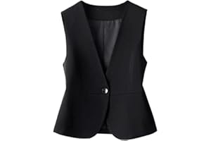ORDOBO Chaleco De Traje De Mujer - Blazer Chaleco Formal Abrigo Mujer Escote En V Slim Office Short Single Breasted Elegante Corto Sin Mangas Primavera Verano Cardigan Color Sólido