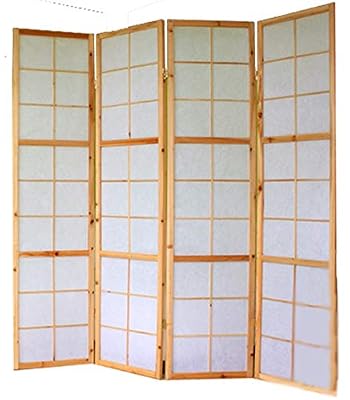 Décoshop26 Paravent 4 Panneaux pans en Bois Naturel et Papier Riz 175x176cm PAR06034