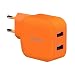 Produktbild Lumsing USB Schnellladegerät Quick Charge 2 Port-Ladegerät, 20W QC2.0 Dual USB Port Reise-Ladegerät für iPhone, Samsung Galaxy S5/ S6, Hinweis 4 /5 ,Google Nexus 6, Sony Xperia Z3 /Z4 Tablet Orange