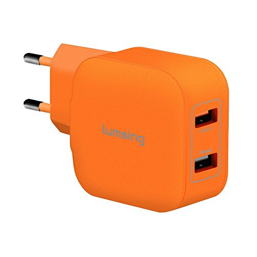 Lumsing USB Schnellladegerät Quick Charge 2 Port-Ladegerät, 20W QC2.0 Dual USB Port Reise-Ladegerät für iPhone, Samsung Galaxy S5/ S6, Hinweis 4 /5 ,Google Nexus 6, Sony Xperia Z3 /Z4 Tablet Orange