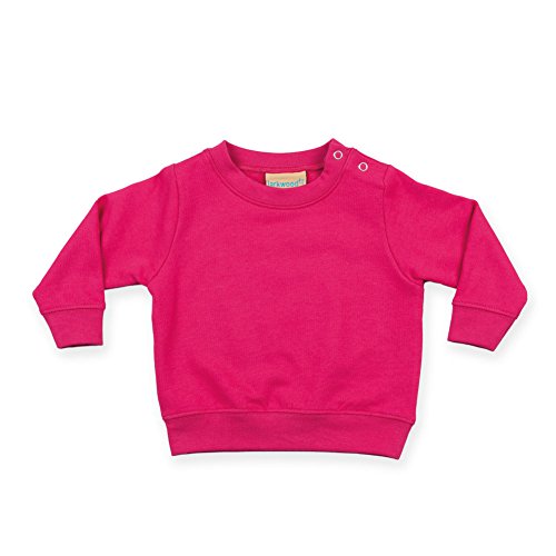 Larkwood Childrens Crew Neck Sweatshirt With Shoulder Poppers Pink
