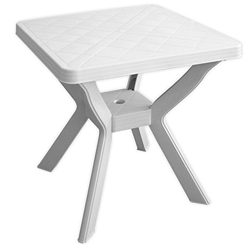 Robuster Gartentisch Campingtisch Beistelltisch 70x70cm Vollkunststoff Balkontisch Terrassentisch Kunststofftisch - Weiss