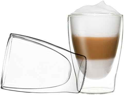 2X 310ml Double Walled Latte Macchiato Thermo Glasses - Set with Floating Effect, Also Suitable for Tea, ice Tea, juices, Water, cola, Cocktails, DUOS by Feelino ...