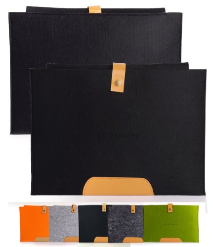 ©art&cherry Filztasche für Ultra Notebooks bis 13 Zoll mit Verschluss schwarz