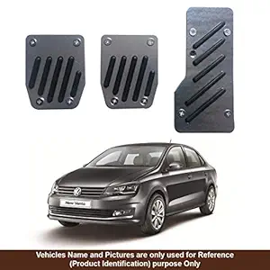 Oshotto 3 Pcs Non-Slip Manual CS-320 Car Pedals Kit Pad Covers Set Compatible with Volkswagen Vento (Black)