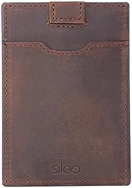 Dark Brown Genuine Leather Wallet LARRY with RFID Protection and Vintage Look. Extra Slim without Coin Pocket by SILEO®