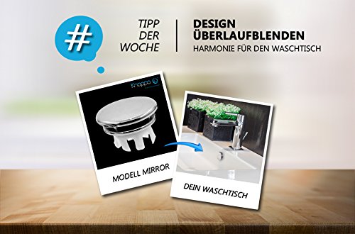 KNOPPO® Waschbecken Überlauf Abdeckung, Überlaufblende – Mirror (6 verschiedene Design-Modelle) chrom - 5