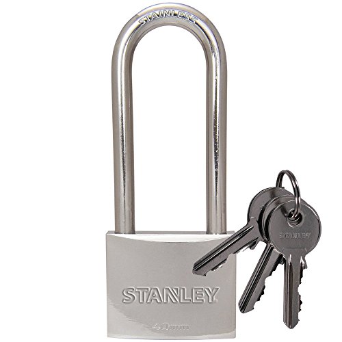 STANLEY Solid Brass Chrome plated Vorhangschloss 40mm mit hohem Bügel, 3 Schlüssel,S742-016, Schloss, Bügelschloss