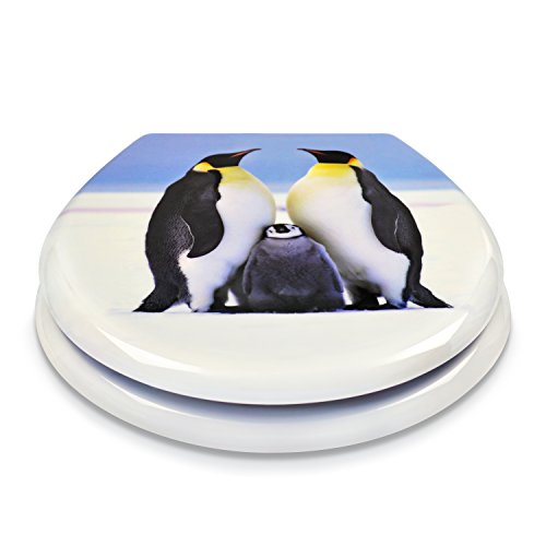 VENKON – Premium WC Sitz mit Absenkautomatik – Modell „Pinguin Familie“ – Toilettendeckel aus Duroplast (antibakteriell) inkl. Montagesatz (rostfreie Scharniere) - 3