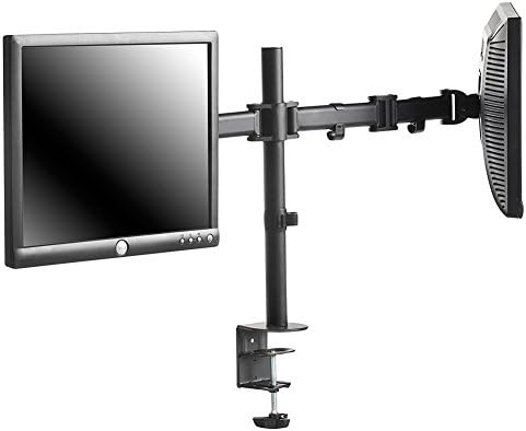 Fully Adjustable Dual Arm LCD/LED Monitor Desk Mount Stand Bracket for 10"-30" Screens with ±90° Tilt,360° Rotation &amp; 180° Pull Out Swivel Arm,maximum load of 10 kg single screen