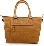 VIEL PLATZ: Die Damen Handtasche aus echtem Leder bietet mit einem großen, geräumigen Hauptfach, einem Reißverschlussfach, einem Handyfach und einem Steckfach eine Menge Platz. Auf der Außenseite befinden sich zwei zusätzliche Reißverschlussfächer. Maße der Tasche: 40,5 cm (L) x 26,5 cm (H) x 12 cm (T)