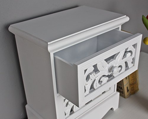 elbmöbel Kommode klein H35 x B29 x T16cm Schmuckkommode antik Holz weiß Landhaus Tischkommode Schränkchen - 4