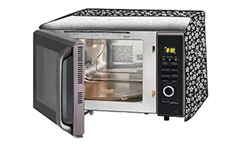 Stylista Microwave Oven Cover for Borosil Prima 30 Liter 1500 Watt Convection Oven Toaster Griller (OTG) Floral Pattern Black